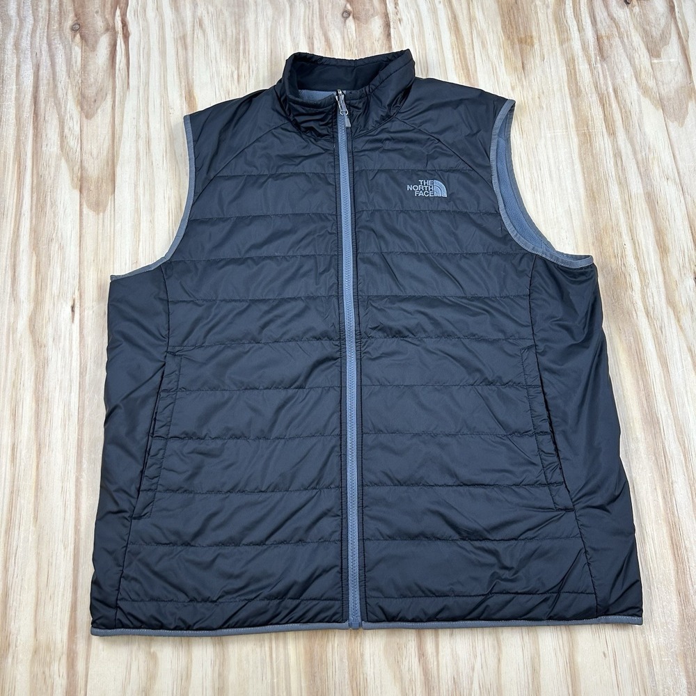 The North Face Men's XL Reversible Quilted Vest Black Gray Outdoor Puffer